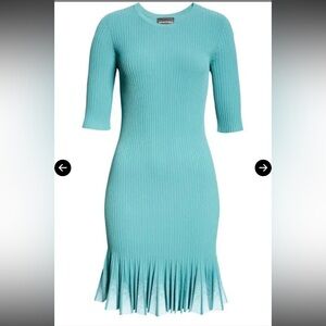 Emporio Armani Aqua Ribbed Midi Bodycon Dress